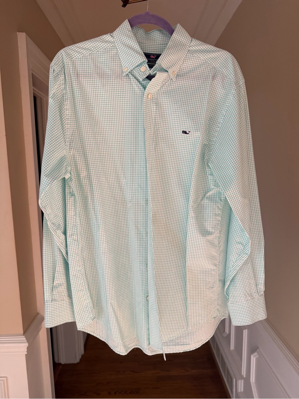 Vineyard Vines Men's Green Check Button-Down Shirt medium classic fit whale